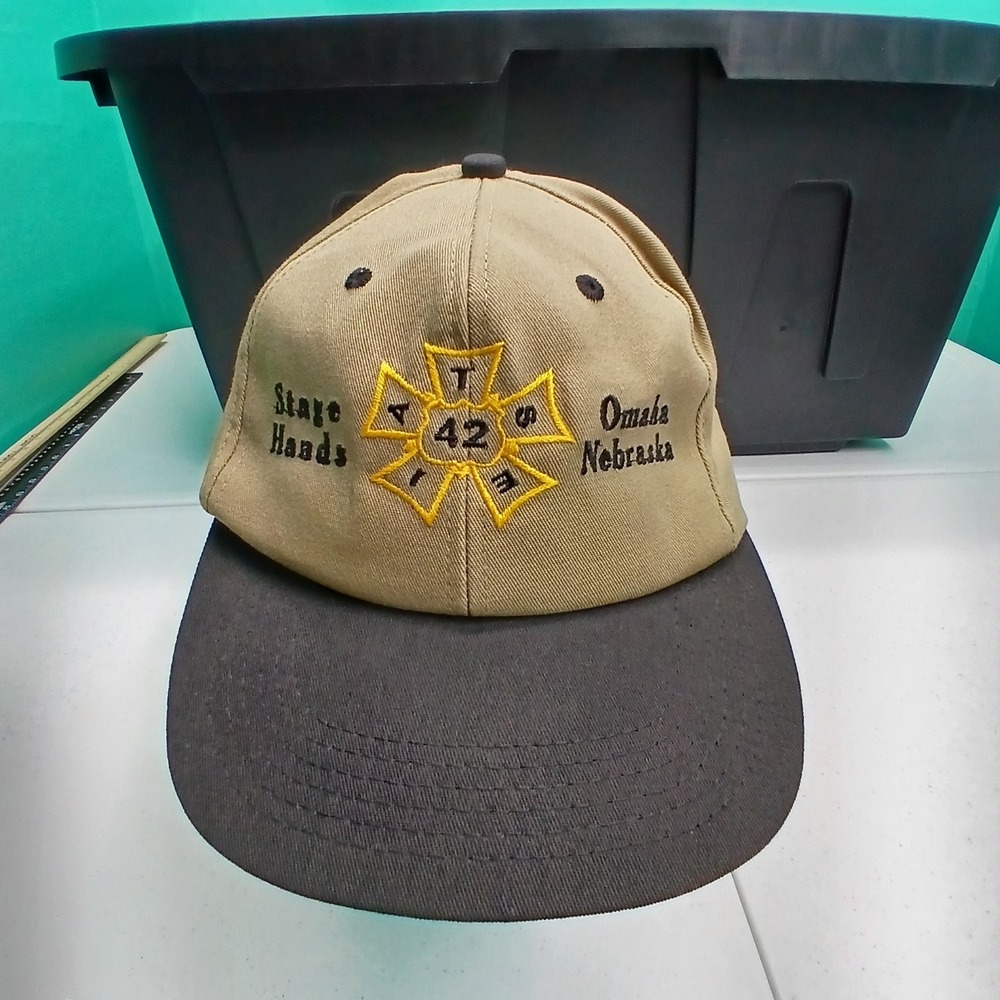 IATSE Local 42 Stage Hands Hat OSFA Tan Black Vintage Union Snapback Omaha